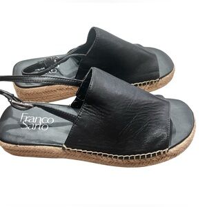 Franco Sarto Women Rune Open Round Toe Slingback Espadrille Sandals Sz 6M Black